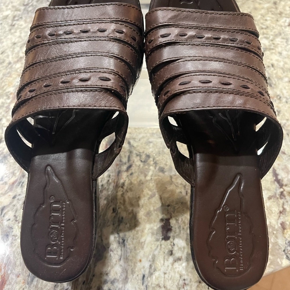 Born Dark Brown Leather Mules